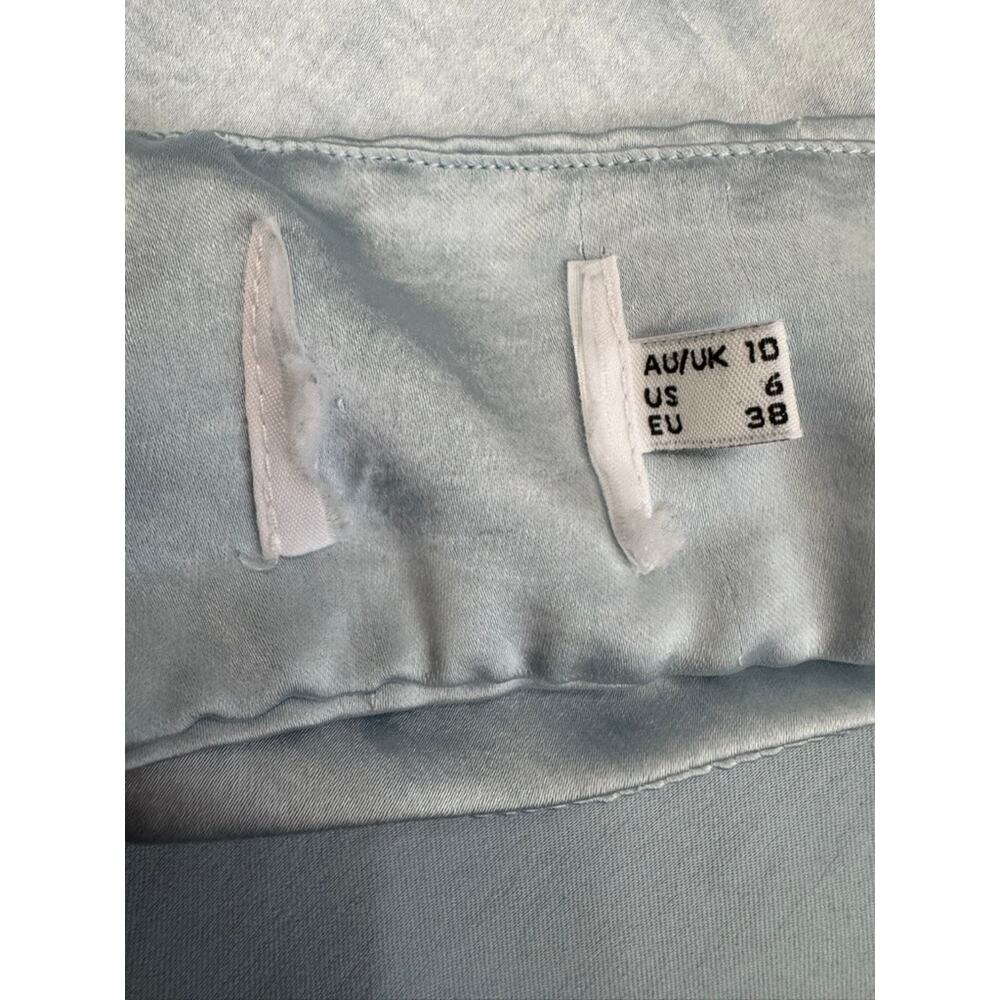 Princess Polly Icy Blue Satin Jazelle Maxi Dress Sz US6 Graduation Y2K Wedding - Picture 13 of 16
